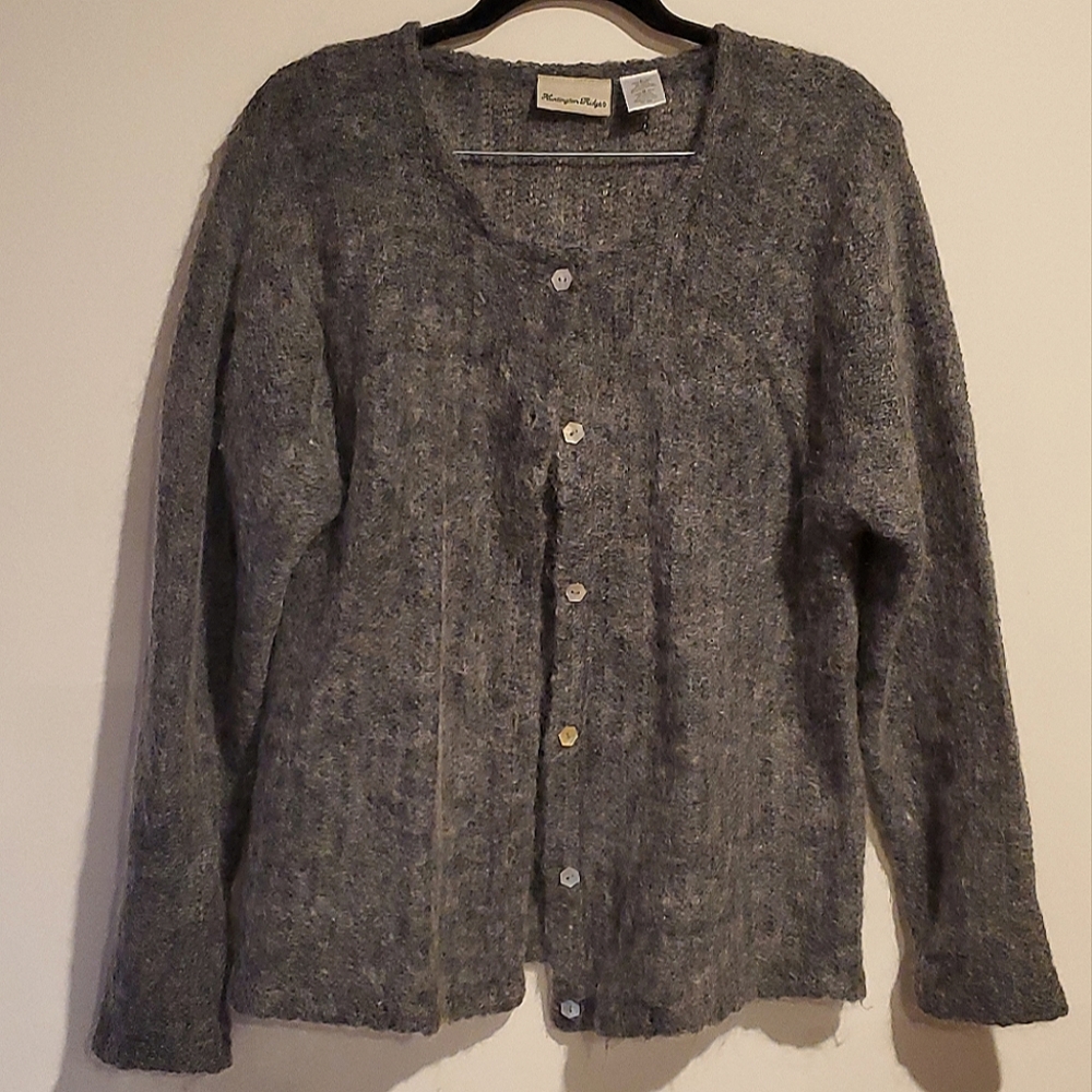 Vintage Knit Mohair Cardigan Sweater | with Shell Buttons